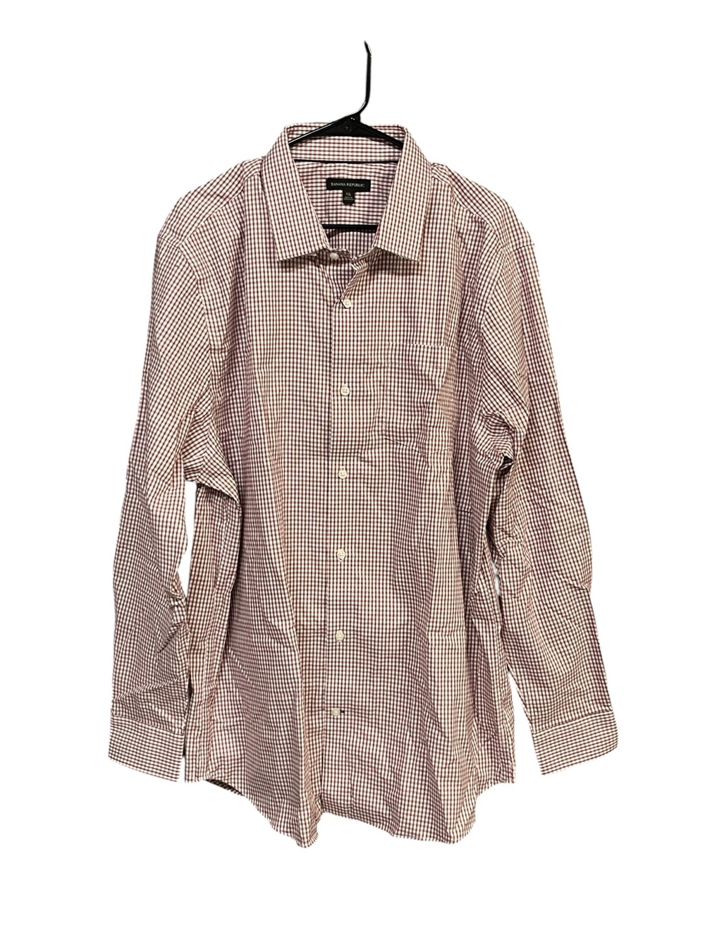 Banana Republic Men’s XXL Gingham Button-Up Red White Non-Iron Cotton Preppy NWT